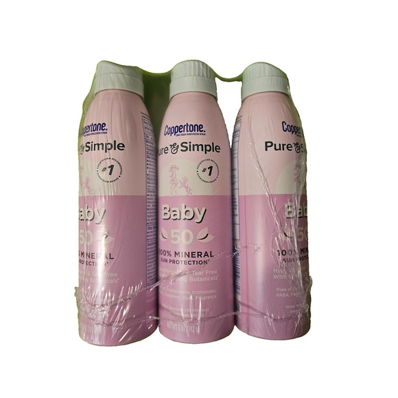 Lot of 3 Coppertone Water Babies Pure And Simple Sunscreen 5 OZ each SPF 50 - Picture 2 of 3